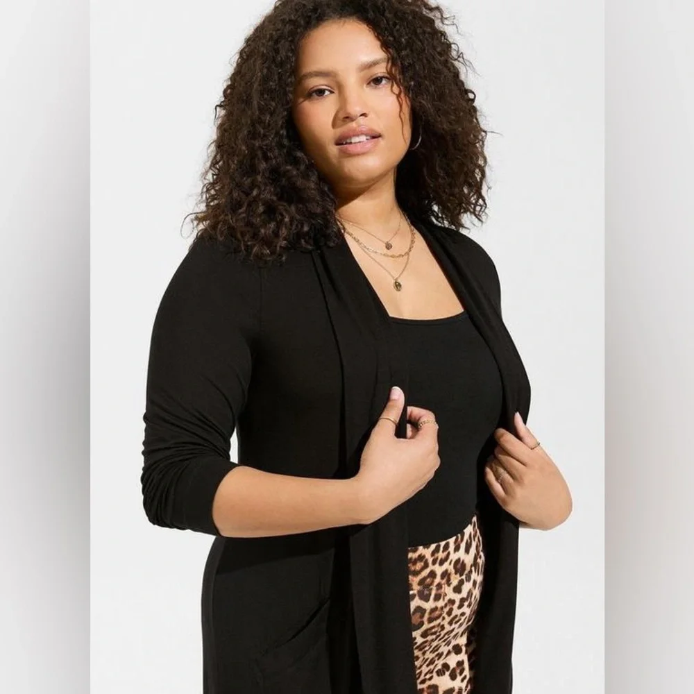 NWT Torrid Super Soft Cardigan Straight Front, Size 0 (L/12), Black - Picture 2 of 10